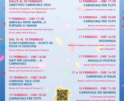 Il calendario degli eventi collaterali aggiornato alle nuove date del Carnevale di Sciacca
