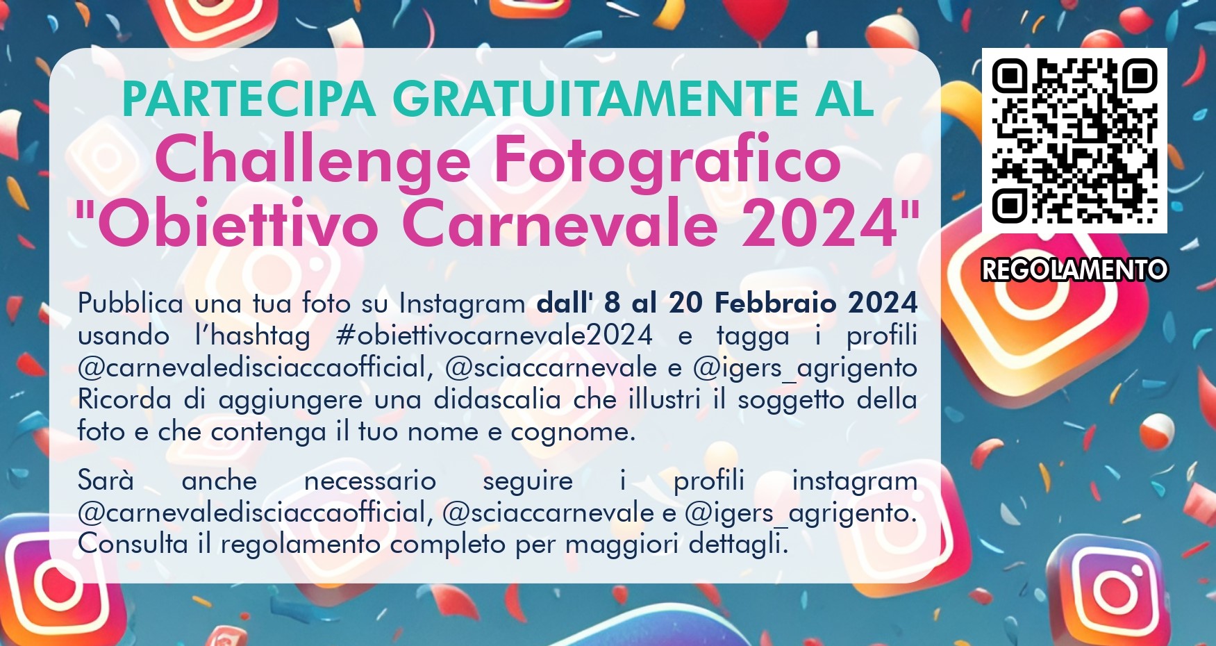 Al via il challenge fotografico “Obiettivo Carnevale 2024”. Sarà inaugurata sabato la mostra fotografica “SciacCarnevale…scatti in festa”